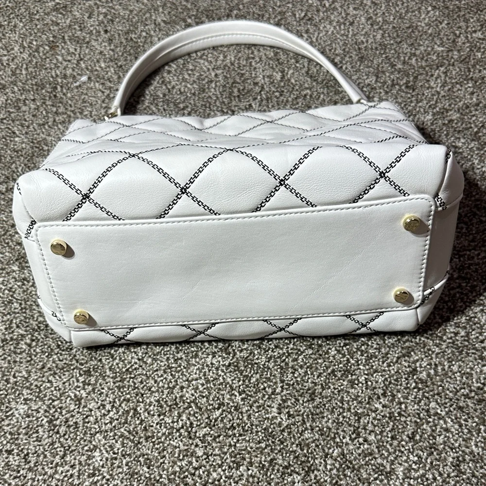 kate spade White Quilted Leather Shoulder Bag with Gold Hardware